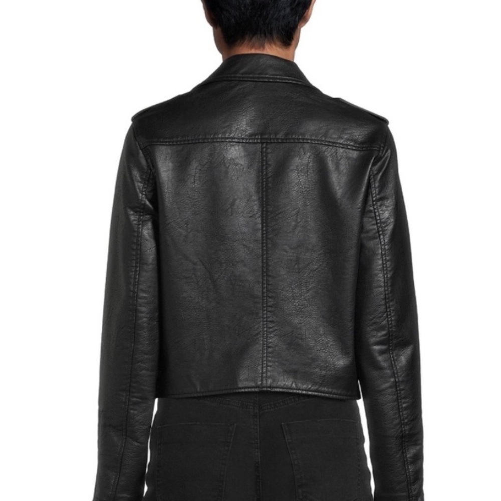 Black Faux Leather Moto Jacket Junior Large (11-13) - Picture 3 of 7